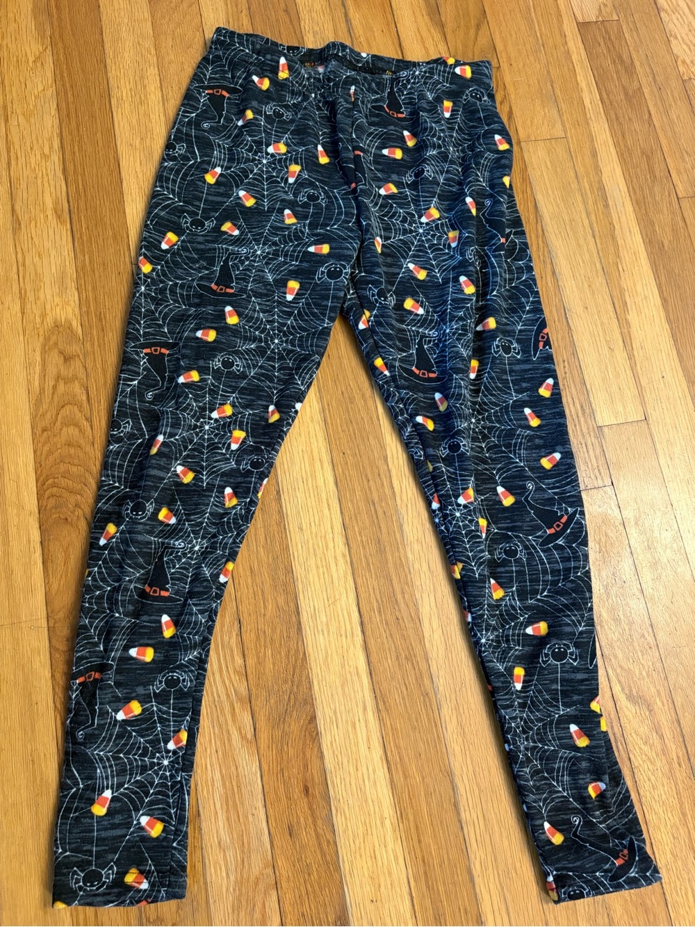 French Laundry Black Halloween Candy Corn & Spider Web Leggings